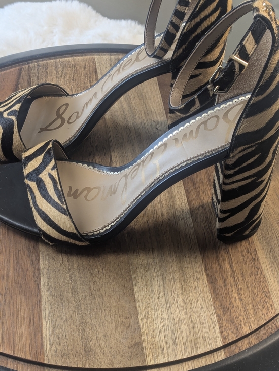 Sam Edelman Shoes - Sam Edelman Zebra Print Calf Hair Ankle Strap Block Heel Sandals Size 9.5